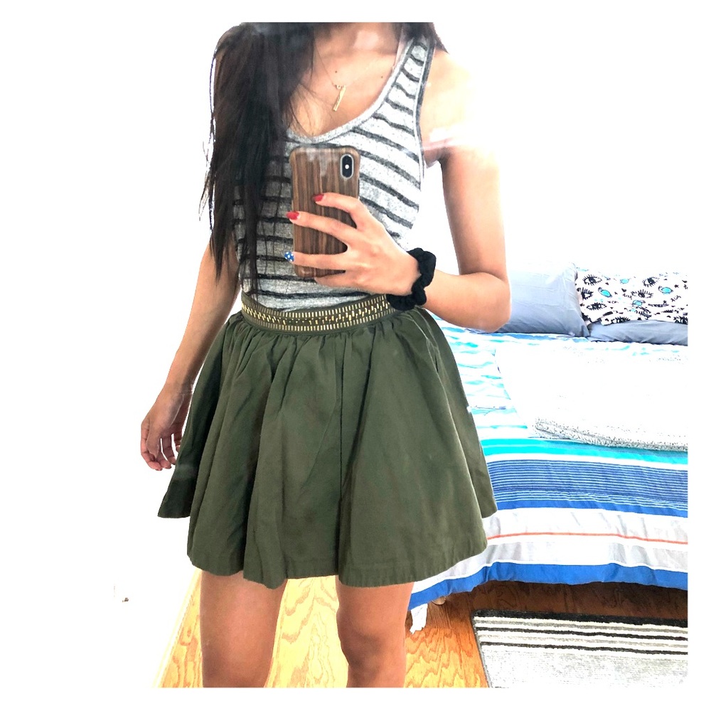 H&M Olive Green Skater Skirt